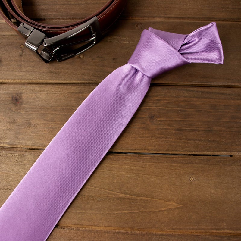 Spring Notion Men's Solid Color Satin Microfiber Tie, Regular Dusty Wisteria - Image 3